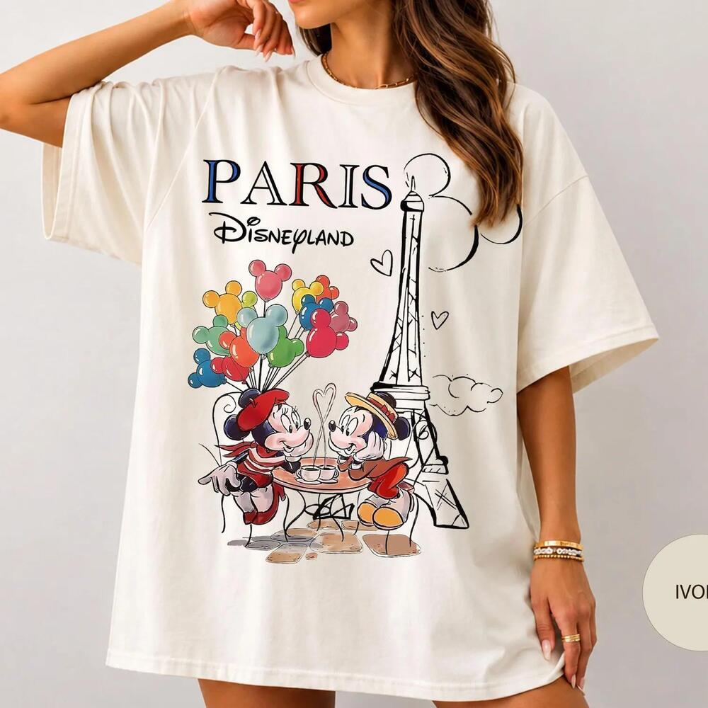 Retro Mickey Minnie Disneyland Paris T Shirt, Eiffel Tower S Tee